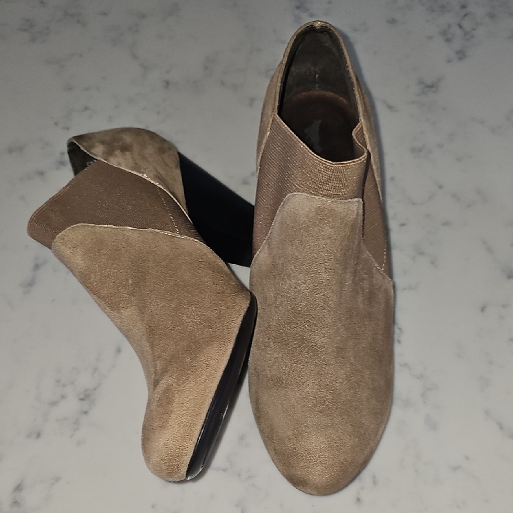 Taupe Suede Slip-On Ankle Shoe